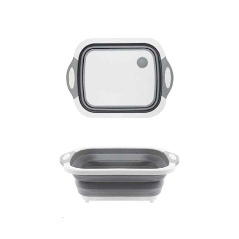 DeoDap Plastic & Silicone Collapsible Cutting Board with Dish Tub Basket, 0098