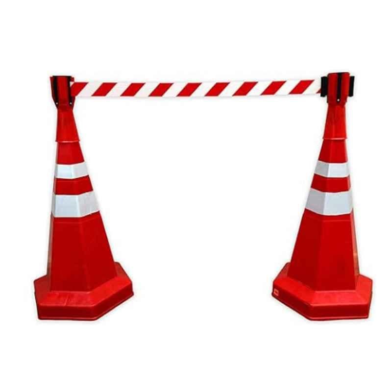 Nilkamal 2 Pcs 750mm Red Road Traffic Safety Cone Set with Retractable Tape Head