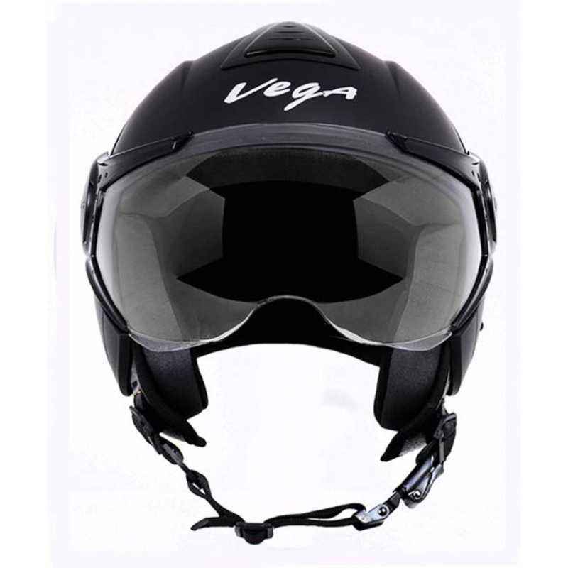 Vega Verve Motorsports Dull Black Open Face Helmet, Size (xxlarge, 580 mm)