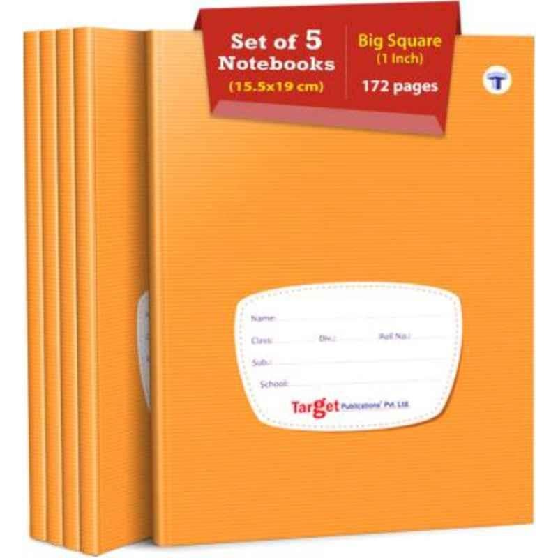 Target Publications Regular 172 Pages Brown Ruled Big Square Maths Notebook (Pack of 5)