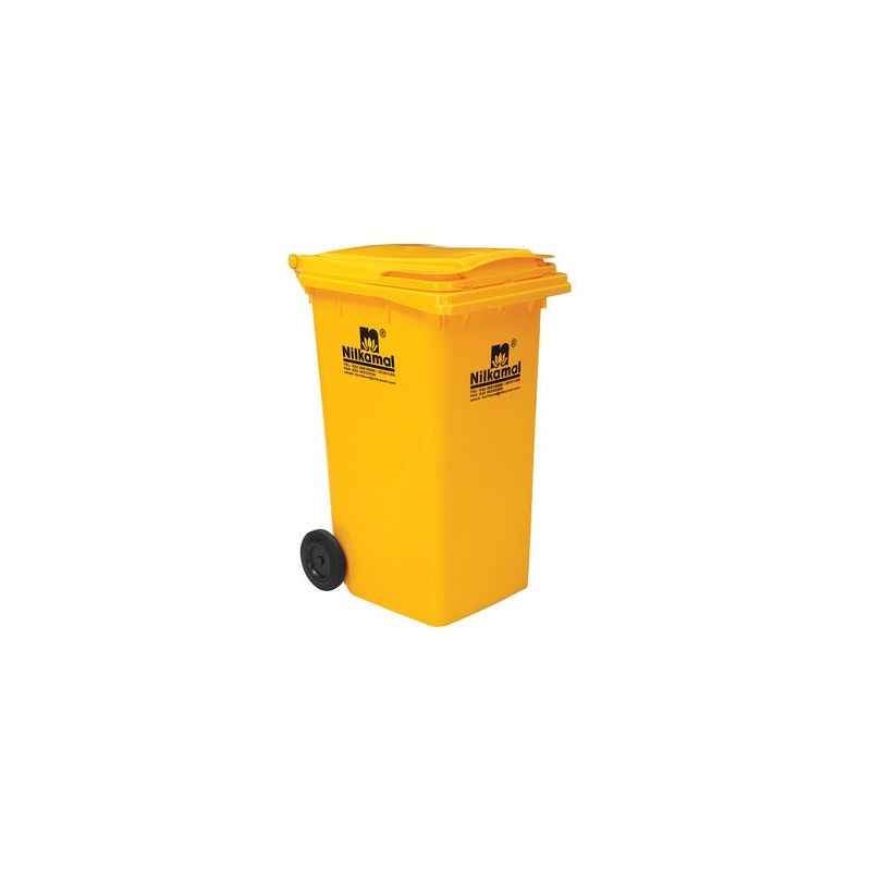 Nilkamal 120 Litre Yellow Virgin Plastic Wheel Dustbin, WB120L, Dimension: 92x48x55 cm