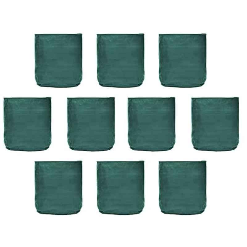 Singhal 15x9 inch Green Polypropylene Durable Grow Bags for Indoor, Outdoor & Terrace Gardening, GB21112 (Pack of 10)