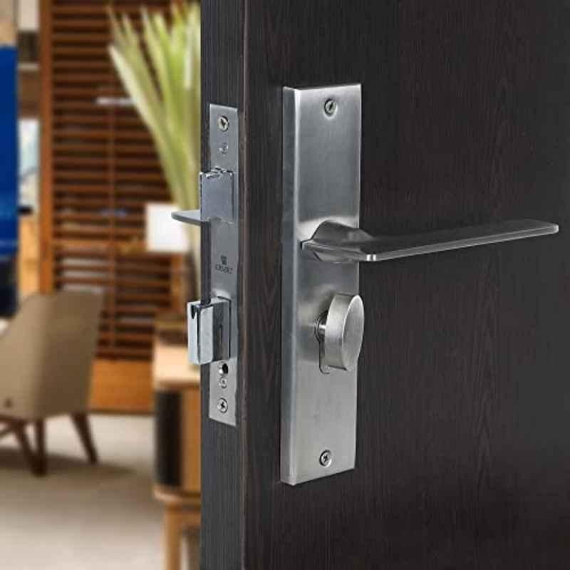 Saze Bentley 8 inch Stainless Steel Matt Finish Cylindrical Plate One Side Key Mortise Door Lock Handle Set with 3 Keys