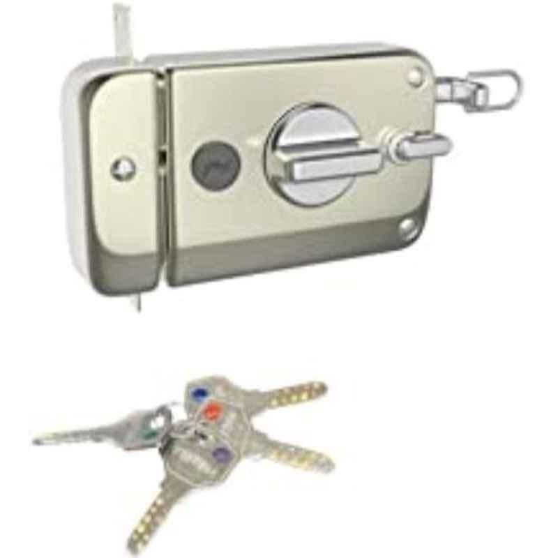 Godrej Twinbolt Ultra XL+ 1CK Satin Steel Rim Lock, 6082