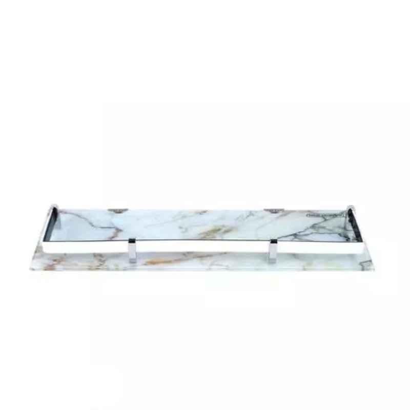 Harbalife 18x6 inch Marble Digital Printed Toughened Glass Wall Shelf, TS6M618MDACPABSP