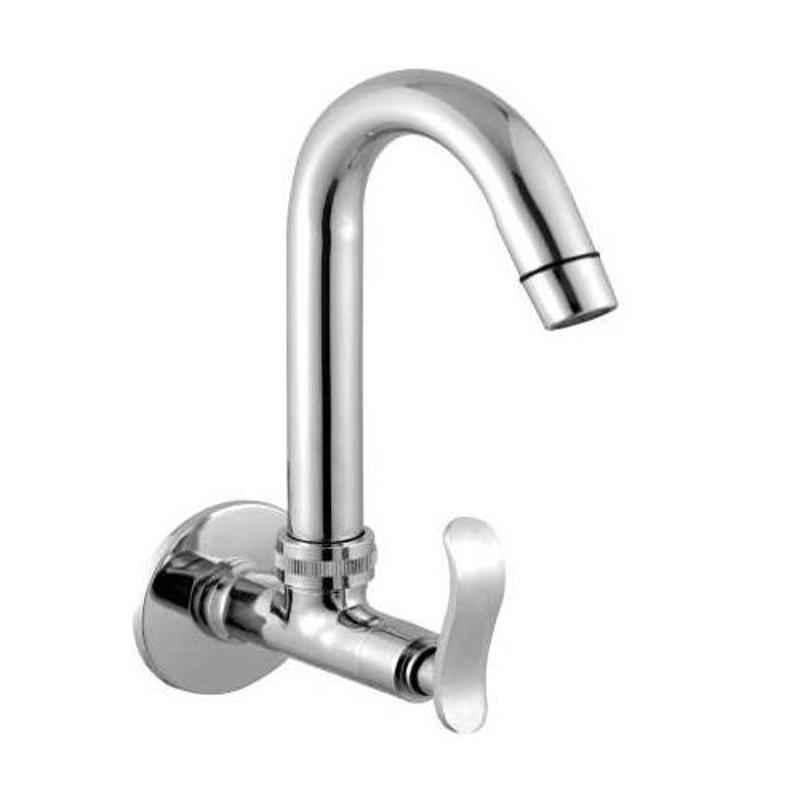 Logger Brass Chrome Finish Wall Mount Sink Cock, AR-L2001205-1A