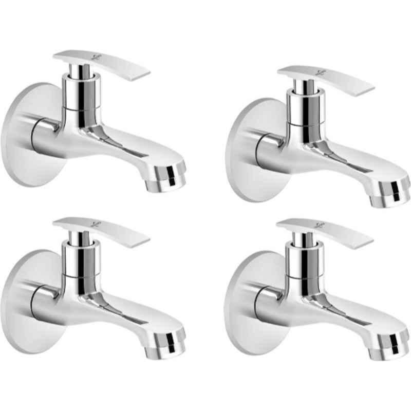 Neelkund Spa Brass Silver Chrome Finish Bib Tap (Pack of 4)