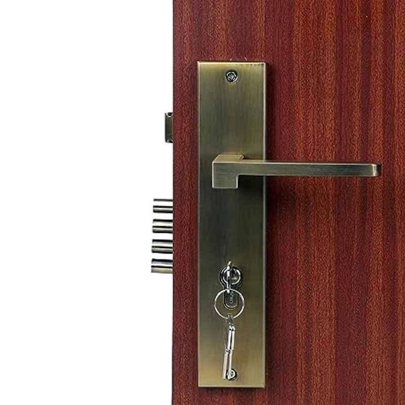 Handle Waala LB-306 10 inch 60mm Stainless Steel Antique Brass Finish One Side Key Heavy Duty Mortise Door Lock Set
