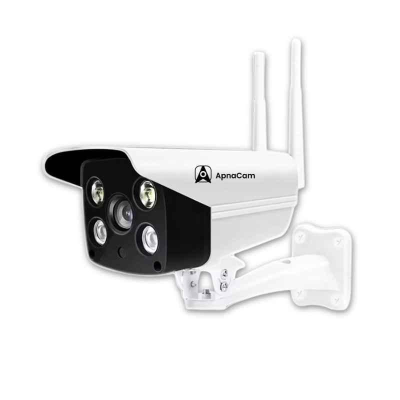 ApnaCam 3MP Outdoor WiFi IP Wireless Camera with Color Night Vision, Two-Way Audio, Cloud Storage, IP66 Waterproof Bullet Camera & Live View Alarm