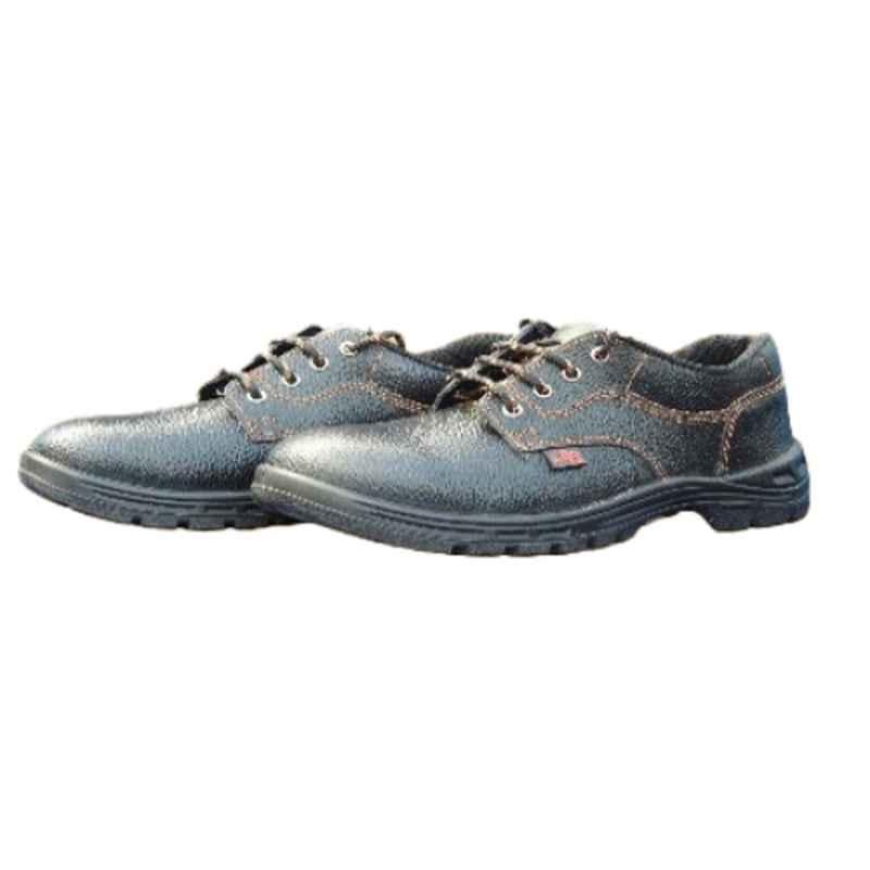 4S Relax Leather Buffalo Barton Print Black Safety Shoes, Size: 9