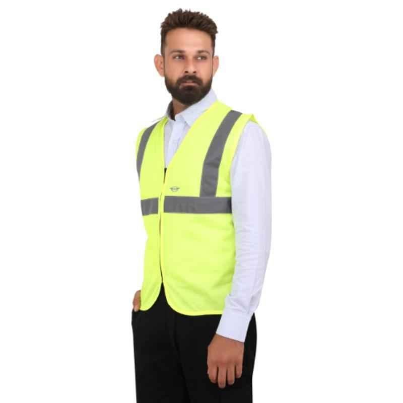 Club Twenty One Workwear Denver Polyester Yellow Safety Reflective Vest Jacket, 1008, Size: L (Pack of 20)