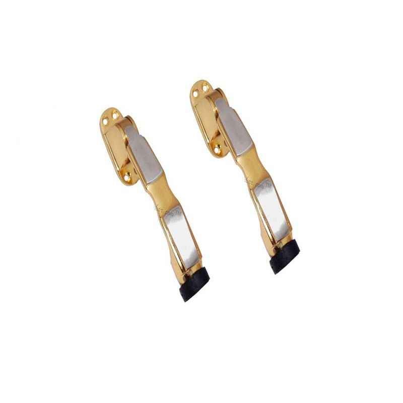 Smart Shophar 6 Inch Brass Gold Silver Oregon Door Stopper, 50902-STPO-GS06-P2 (Pack of 2)