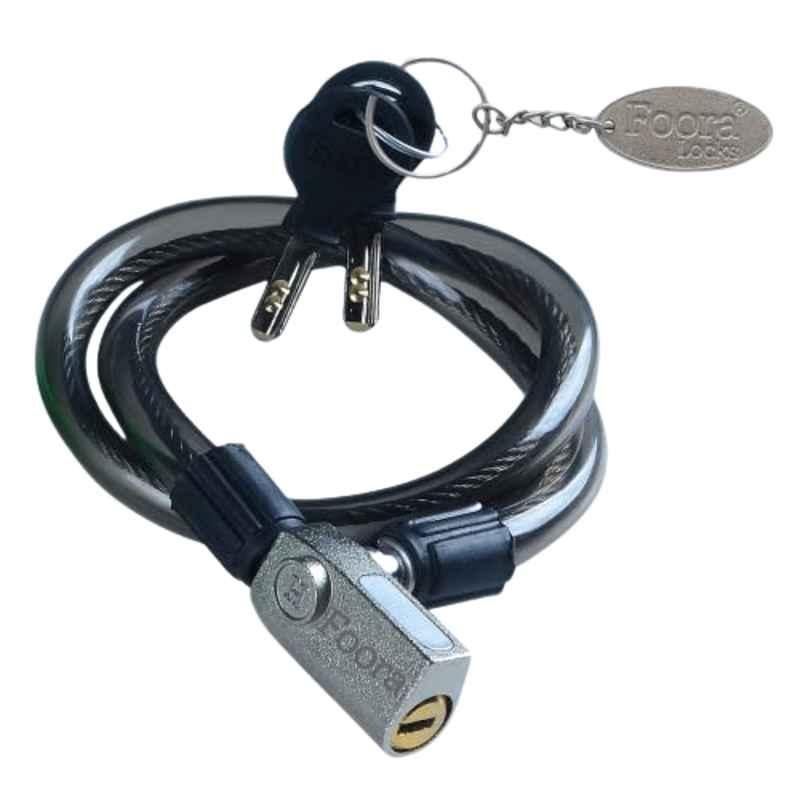 Foora CL-01 22 inch Black Multipurpose Steel Zinc Cable Lock with 2 Ultra Brass Molded Keys & Keychain