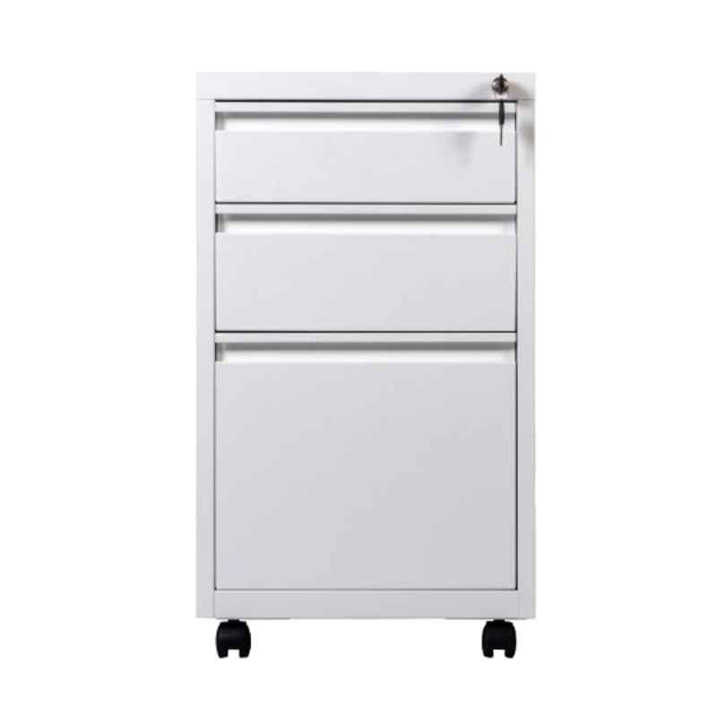 Tufferone Classic 3 Shelves Stainless Steel White Pedestal Chest Drawer