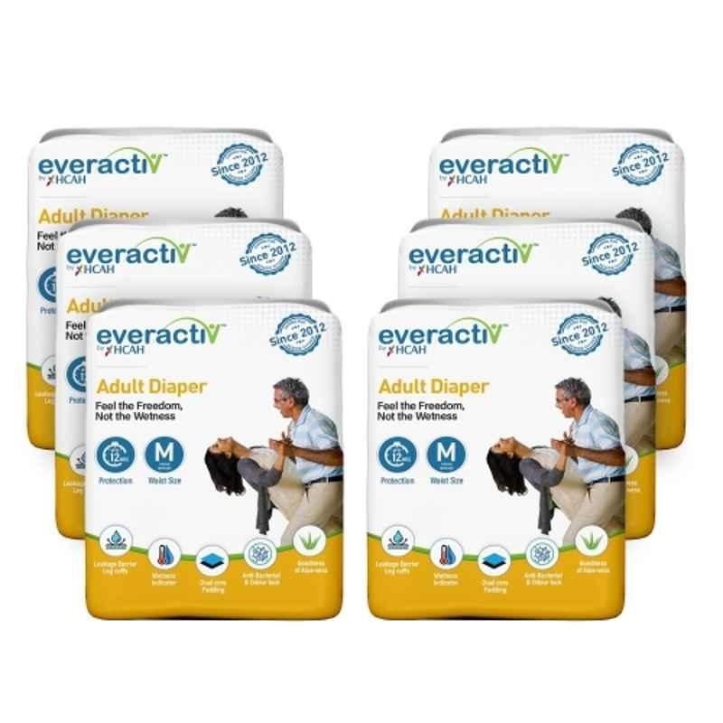 Everactiv 10 Pcs 28-45 inch White Polyethylene Adult Diaper with Aloe Vera & Wetness Indicator Set, CW-AFEJ-0TPY, Size: M (Pack of 9)