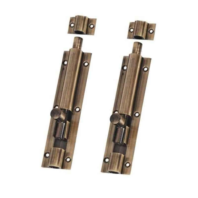 Smart Shophar 4 inch Brass Antique Plain Tower Bolt, SHA10TW-PLAN-AN04-P2 (Pack of 2)