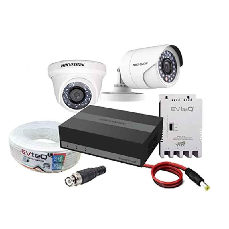 Hikvision EVteQ 2MP 1 Dome, 1 Bullet & 4 Channel 300GB Embedded Storage SSD DVR CCTV Camera Combo Kit, SK2MP1D1B