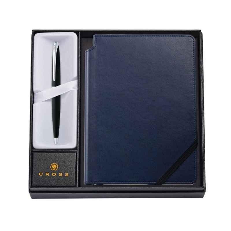 Cross ATX Basalt Black Ink Ballpoint Pen with xxlarge Midnight Blue Journal, 882-3/2M