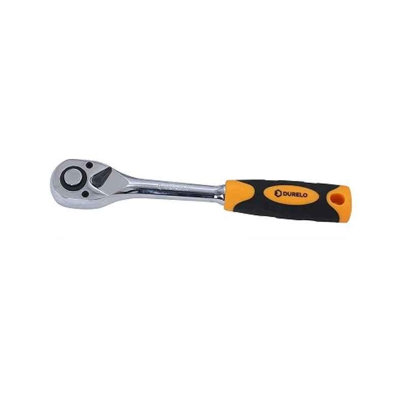 Durelo 1/2 inch Chrome Vanadium Steel Yellow & Black Reversible Ratchet Handle with Dual Grip, D-1715