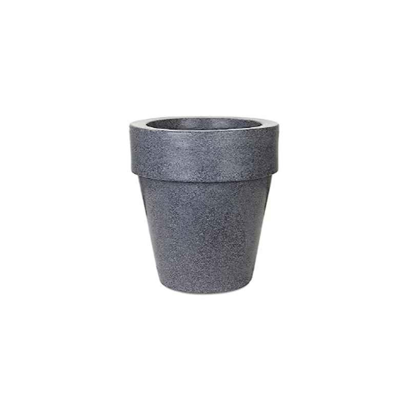 Blume Curvada 15 inch Dark Grey Stone Plastic Round Polished Finish Flower Pot, CR-NL-S-DGS