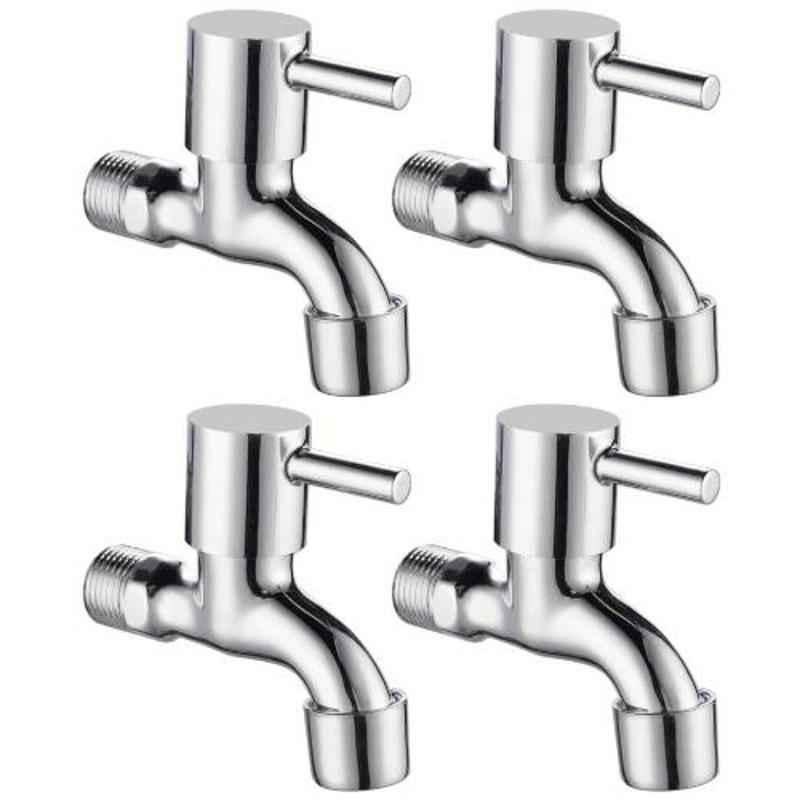 Drizzle FloraMini 4 Pcs Brass Chrome Finish Silver Bib Cock Set with Foam Flow, BIBFLORAMINI4
