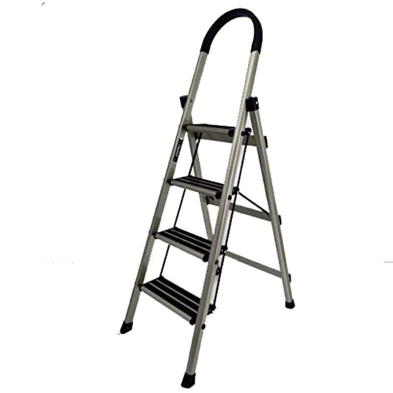 Plantex Gold Aluminium Silver 4 Step Anit Skid Folding Ladder