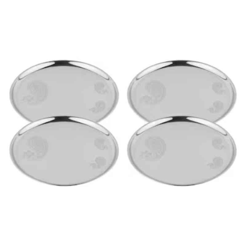Omega IVY 21cm Stainless Steel Silver Lazer Print Keri Design Dinner Plate (Pack of 4)