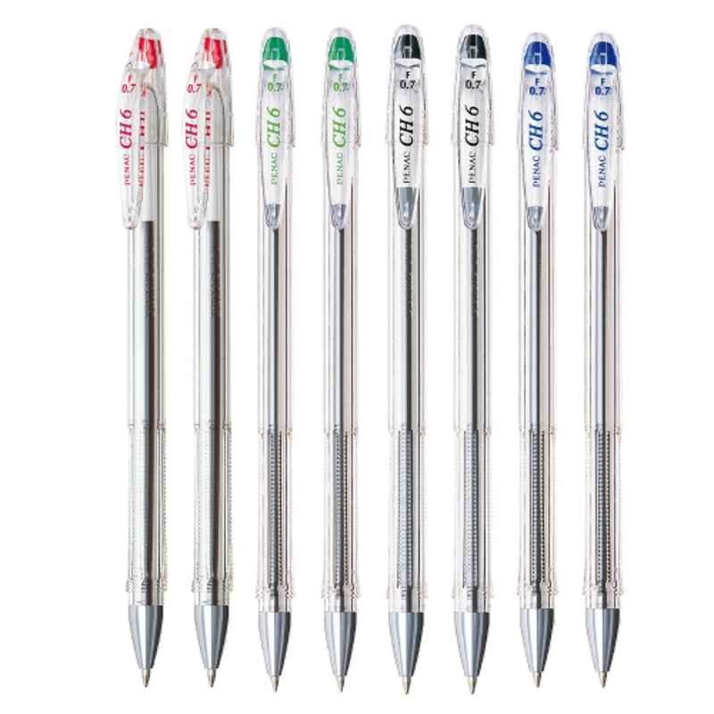 PENAC CH-6 8 Pcs Red, Blue, Black & Green Pen Set, BA1701MCSO8