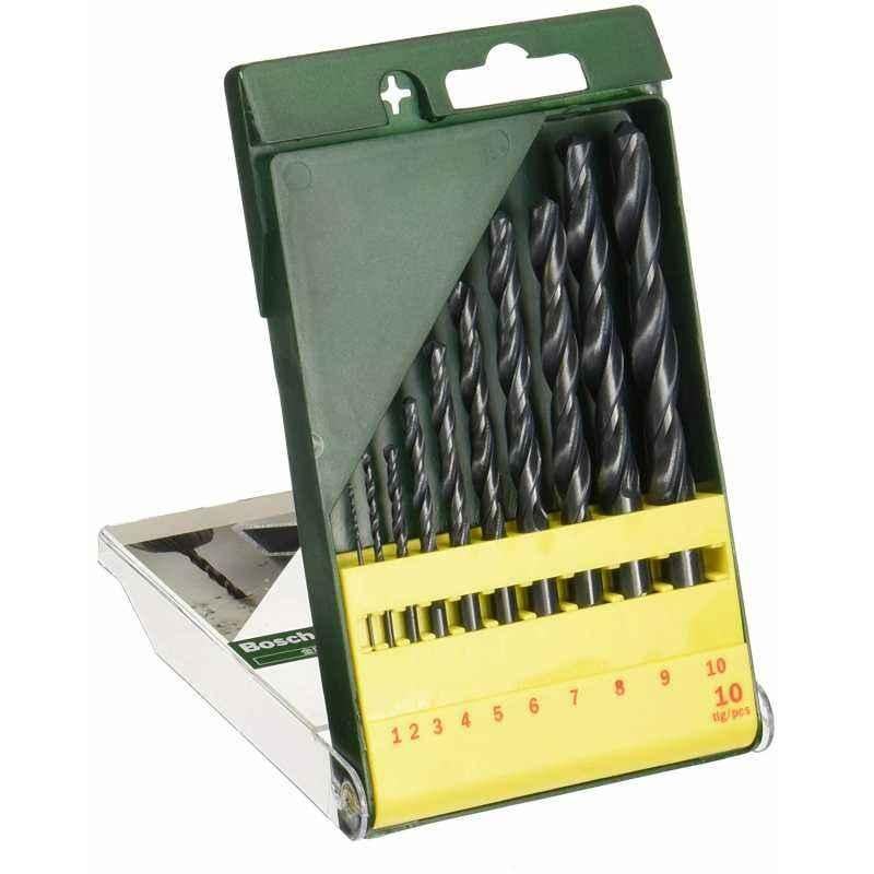 Bosch 10 Pieces HSS-R Metal Drill Bit Set, 2607019442