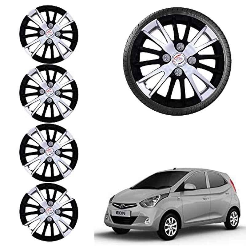 Auto Pearl 4 Pcs 13 inch ABS Black & Grey Car Wheel Cover Set for Hyundai Eon D Lite