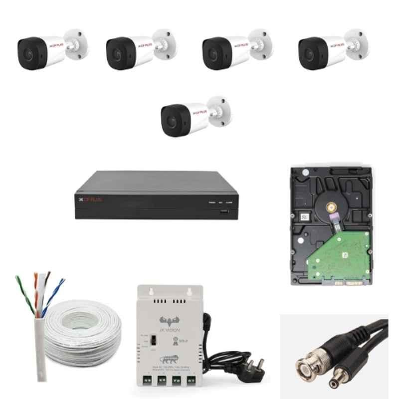 CP Plus 2.4MP Full HD 8 Channel DVR with Built in Audio MIC, 5 Pcs Outdoor White Cameras, 1TB HDD, 8 Ch SMPS & CCTV Cable Combo Kit