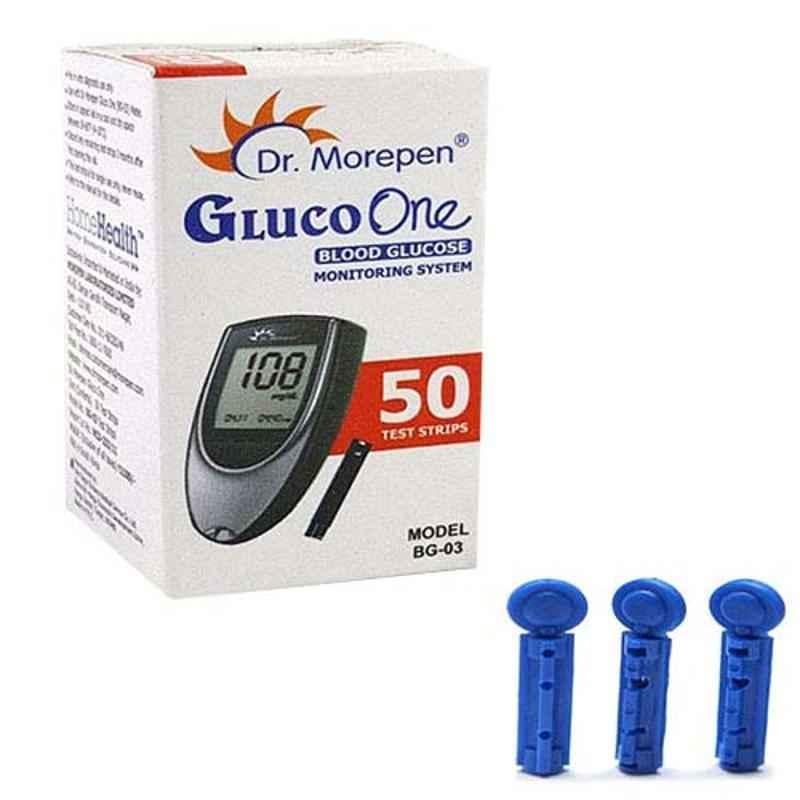 Dr. Morepen 100Pcs BG 03 Gluco One Strips with 50 Lancets Free