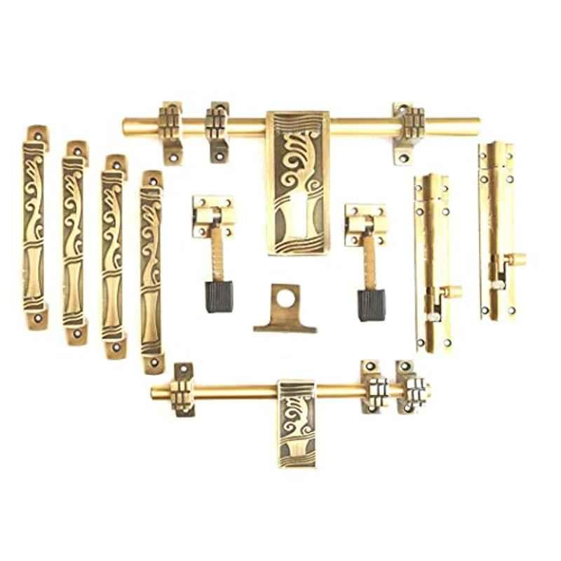 Jovial 10 Pcs Zinc Alloy Antique Brass Double Door Fitting Accessories Kit, DoubleDoor-1025-KT-135