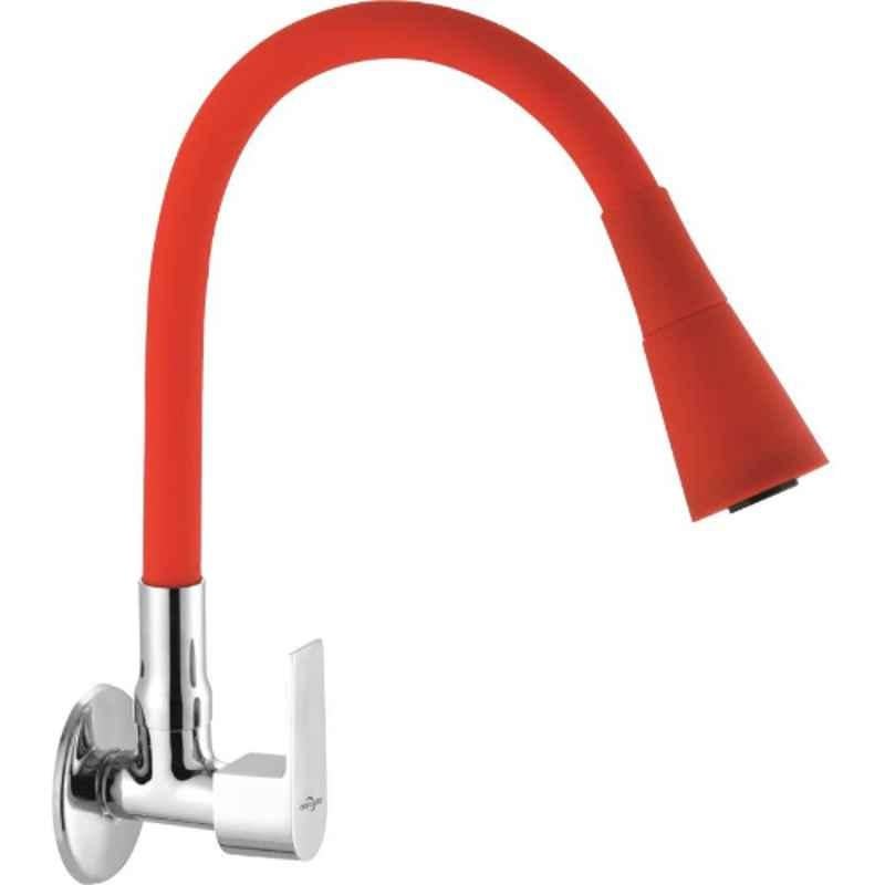 Neelkund Arya Smart Brass Red Chrome Finish Flexible Pillar Tap with 360 deg Flexible Silicon Hose & Dual Flow