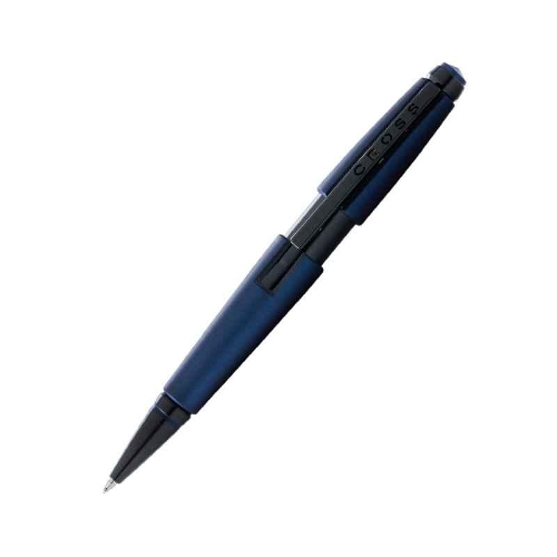 Cross Edge Black Gel Ink Matte Blue Lacquer Finish Roller Ball Pen with 1 Pc Black Gel Ink Refill Set, AT0555-12