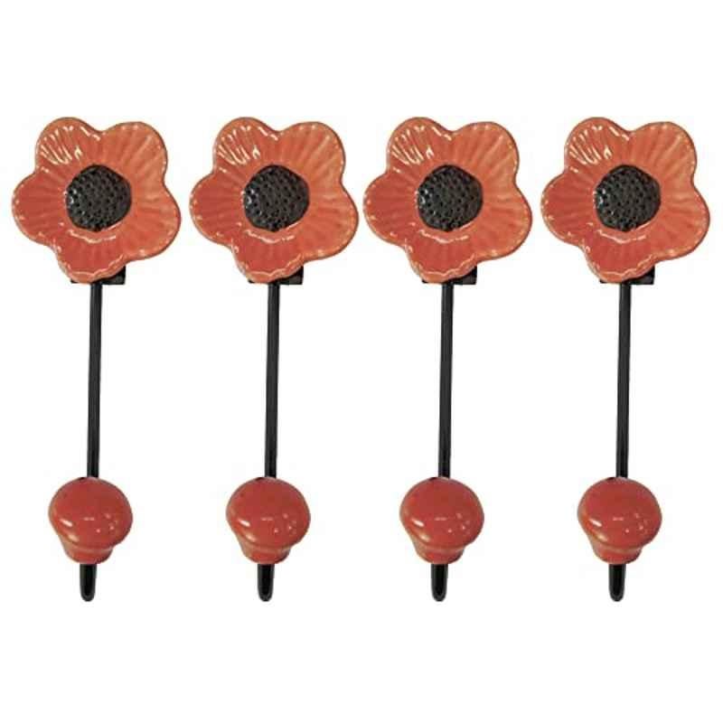 Screwtight 140mm Ceramic Orange Multipurpose Floral Single Hook (Pack of 4)