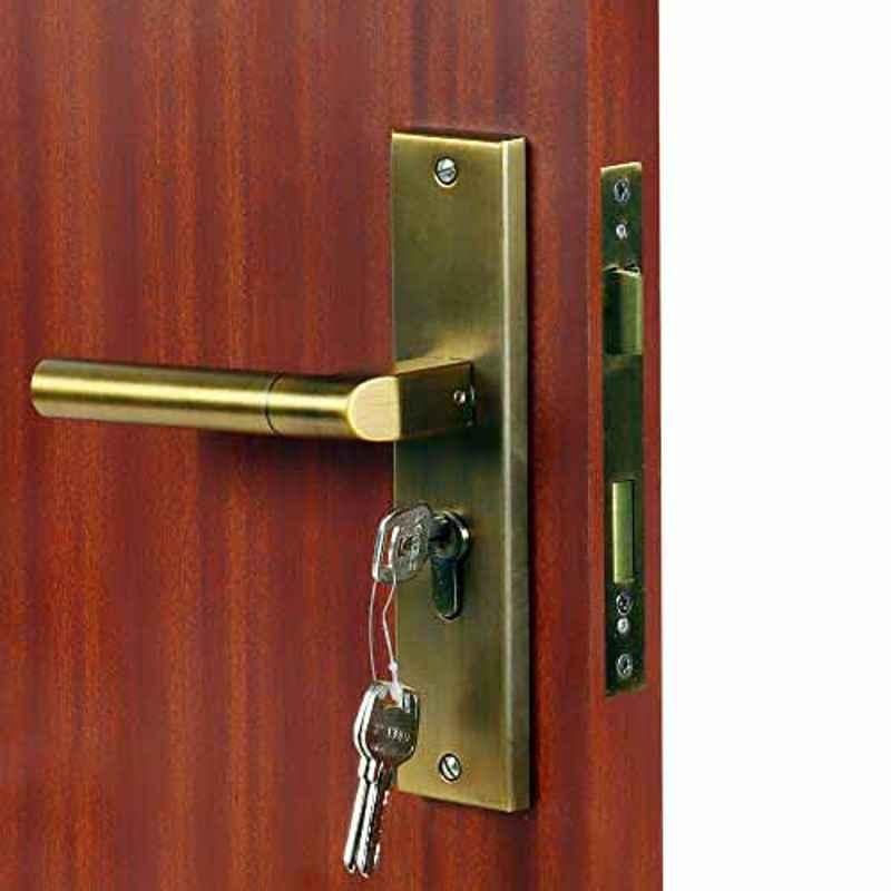 Homexpert MG303 8 inch 60mm Stainless Steel Antique Brass Finish Cylindrical Plate One Side Key Mortise Door Lock Set