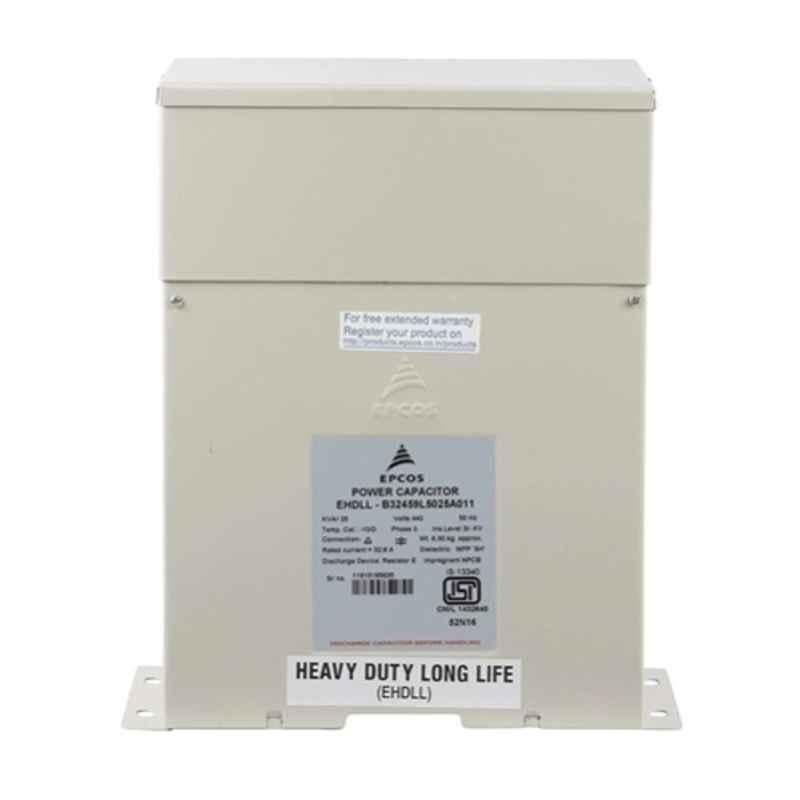 Epcos SquareCap EHDLL 6x48.1ÂµF 525V 50Hz 25kVAr Three Phase Power Factor Correction Film Capacitor, B32459F5252A 25