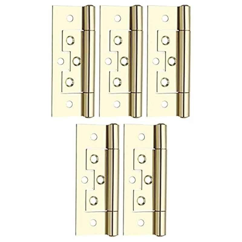 Screwtight 2.5 inch Iron Brass Effect Finish Cabinet & Door Flush Hinge, S170704EB-05 (Pack of 5)