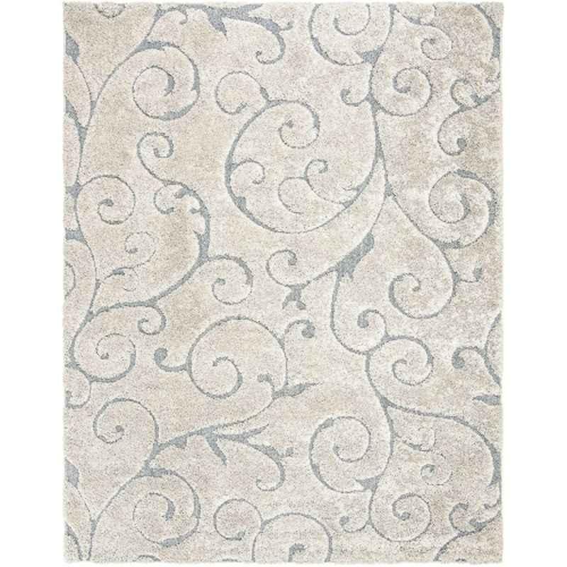Carpetify 3x5ft Cream & Grey Grand Swirl Shaggy Carpet, 1224YR1WJDM