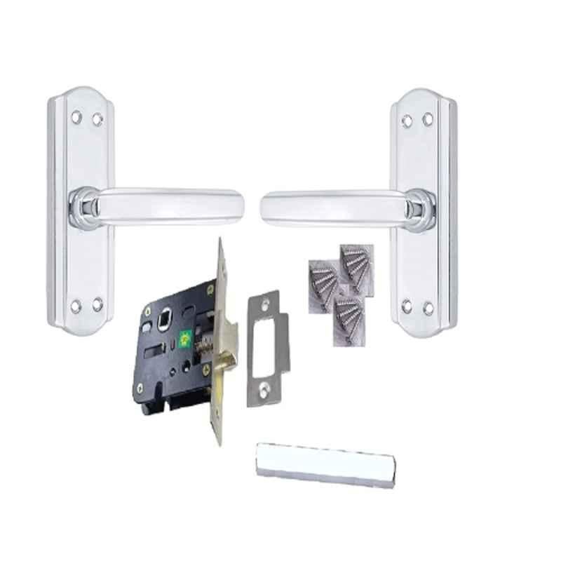 Ztxon LBS & S105BCP 5 inch Steel Chrome Finish Mortise Door Handle Set with Baby Latch Lock