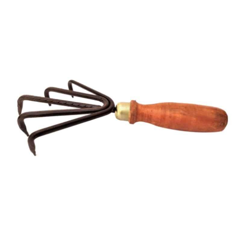 Yuvcon 11 inch 5 Teeth Wooden Hand Cultivator, YUV1128