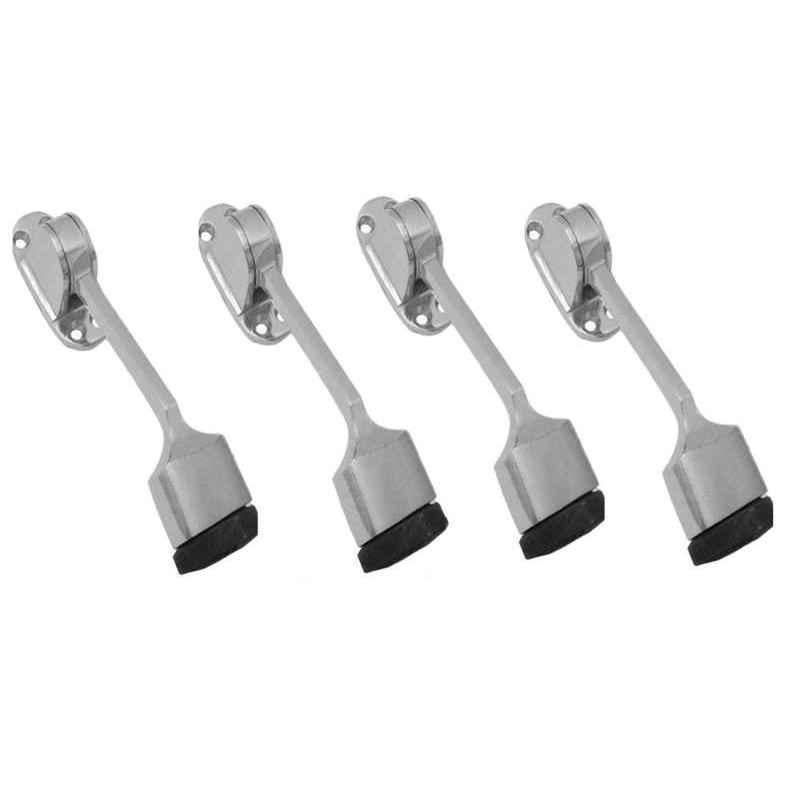 Smart Shophar 5 inch Aluminium Alloy Silver Vanilla Door Stopper, SHA30ST-VANI-SL05-P4 (Pack of 4)