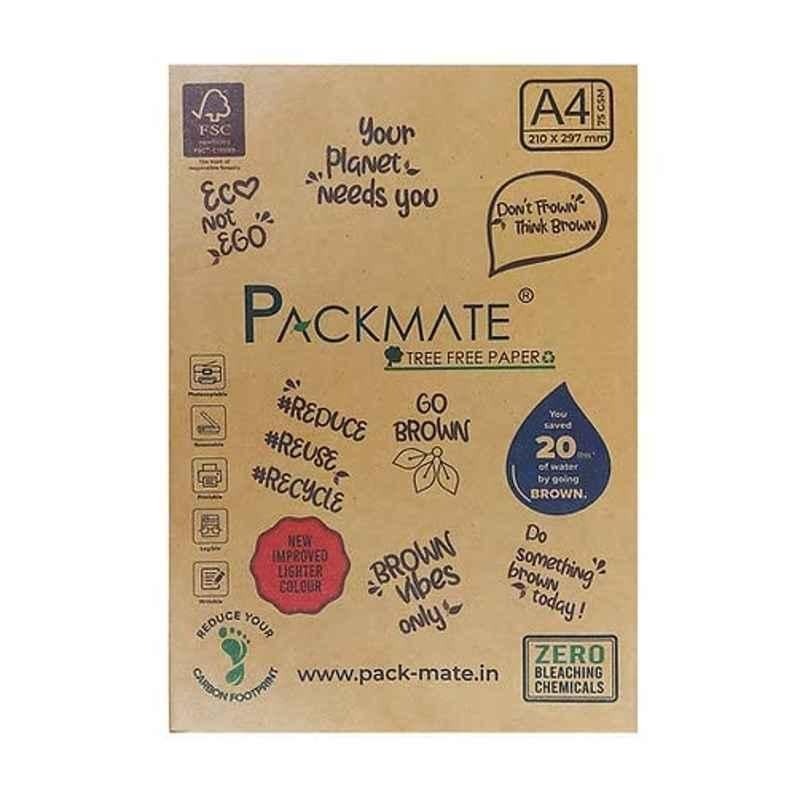 PackMate A4 Brown 500 Sheets Gold Unbleached Natural Shade Copier Paper (Pack of 5)