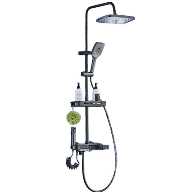 NextGen 4 Function Brass Black Digital Thermostat Shower Set with Piano Switches