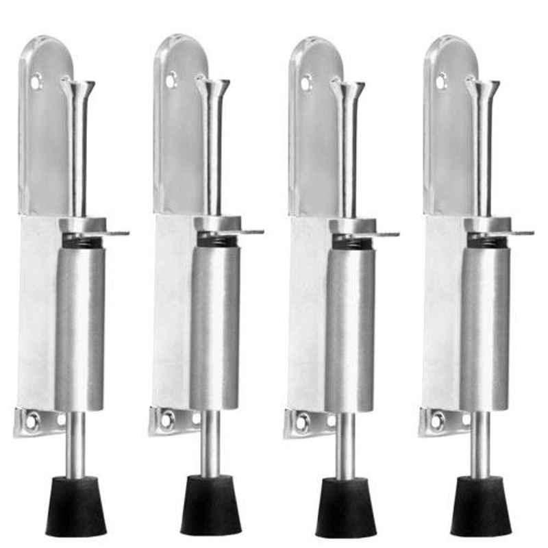 Nixnine Stainless Steel Foot Operated Floor Door Stopper with Rubber, SRNG_A-601_4PS (Pack of 4)
