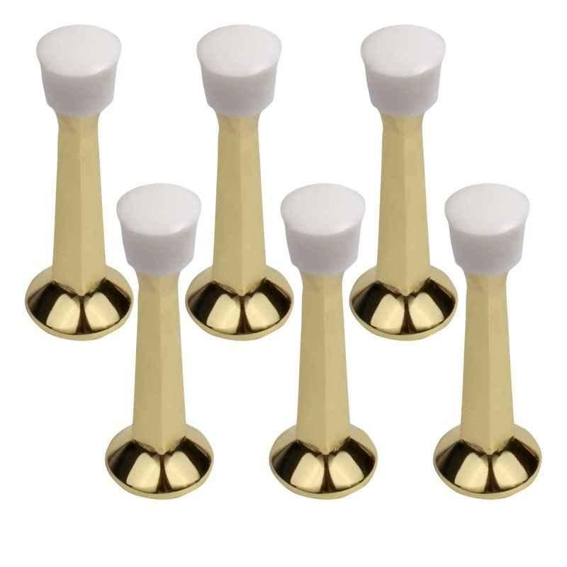 Screwtight 3 inch Zinc Polished Wall Mounted Lacquered Door Stopper, Z230403PBL-6 (Pack of 6)