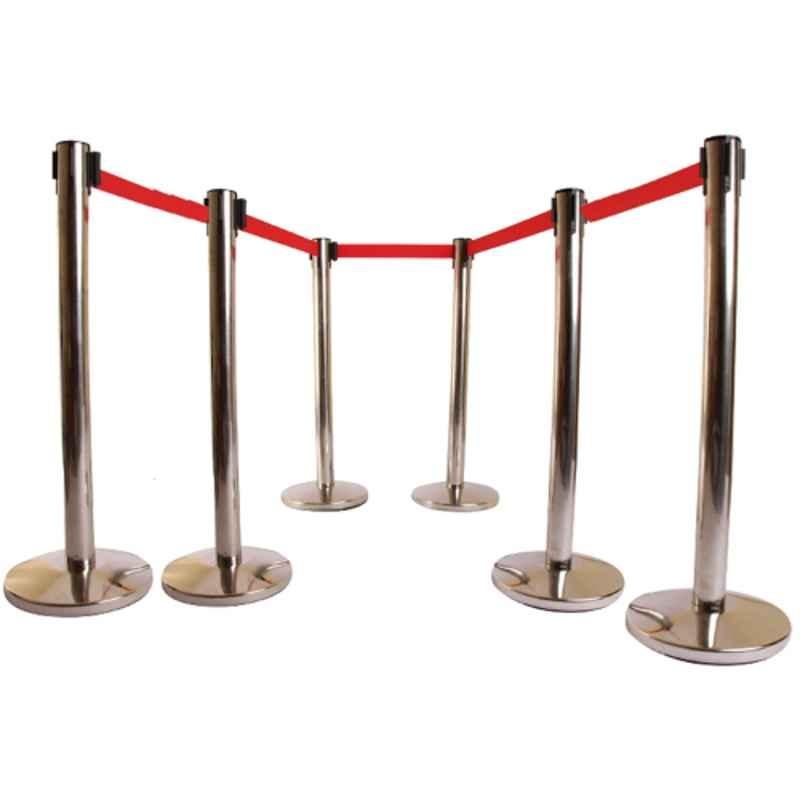 Ladwa 6 Pcs Stainless Steel 202 Hook Type Q Manager Set with 2.25m Red Nylon Belt, LDW-QUEMANAGER-REDTAPE-PK6