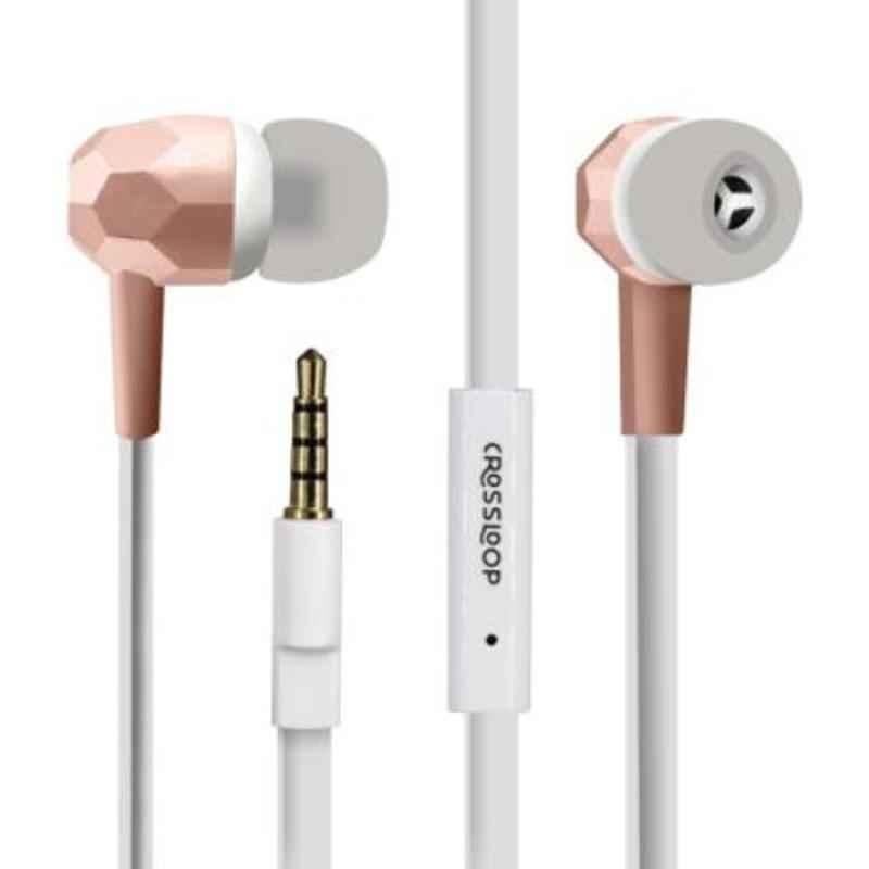 Crossloop 5mW White & Rose Gold In the Ear Wired Headset, CSLE102