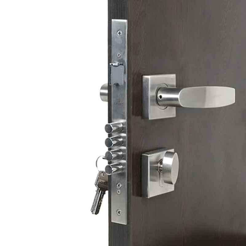 Homexpert Rose Curve-R-OSK 60mm Stainless Steel Silver One Side Key Mortise Door Lock Set